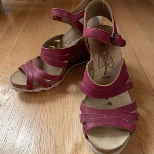 FLY LONDON. leather wedge sandal heels